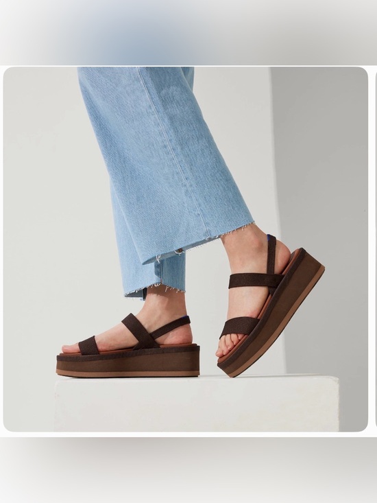 Rothy's Shoes - Rothy's Brown Platform Strap Sandals